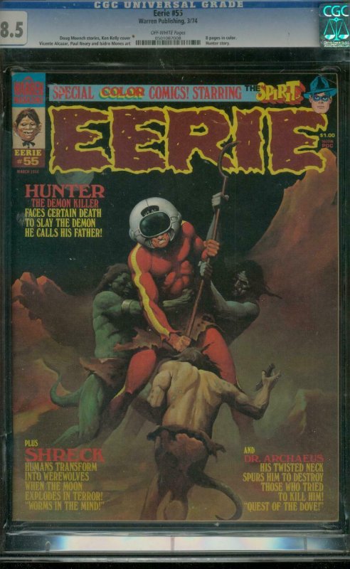 EERIE #55 1974-CGC GRADED 8.5-SPIRIT STORY BY EISNER 8.5 0501087008 