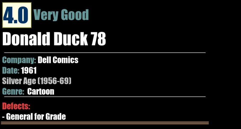 Donald Duck 78 (1961) VG 4.0 Silver Age Dell Comics