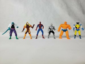  Spider-Man  Die-Cast 3” Figures Marvel Web Of Steel Metal Lot Of 6, 1994 ToyBiz