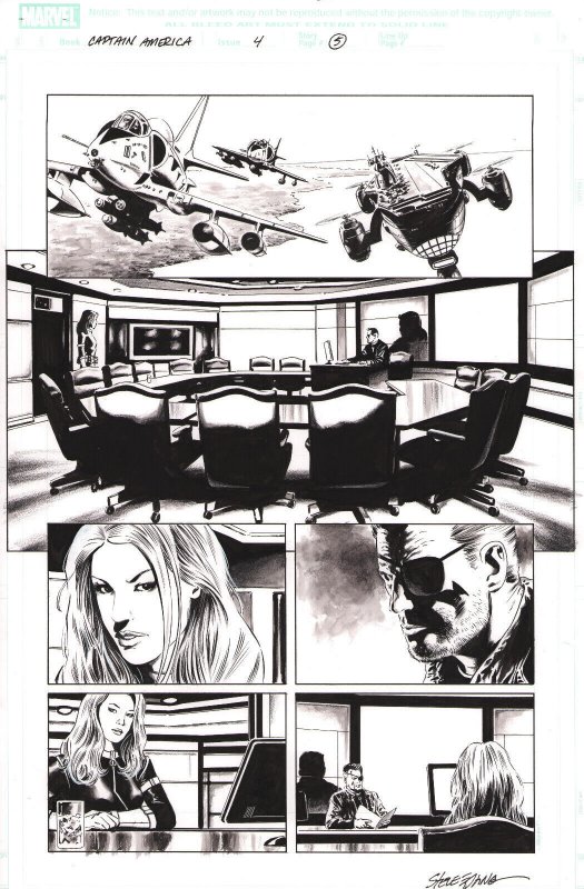 Captain America #4 p.5 Sharon Carter & Nick Fury on Helicarrier by Steve Epting