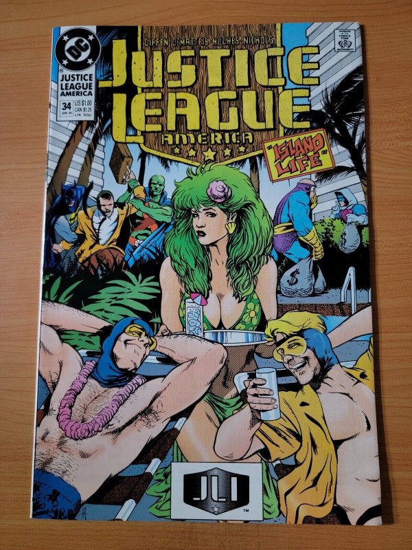 Justice League America #34 Direct Market Edition ~ NEAR MINT NM ~ 1990 DC Comics