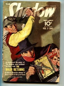 SHADOW 1941 feb 1-Newsstand cover- STREET AND SMITH-RARE PULP vg