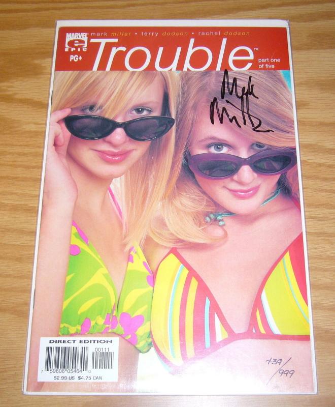 Trouble #1 VF/NM signed by mark millar w/COA (#439 of 999) numbered epic 2003