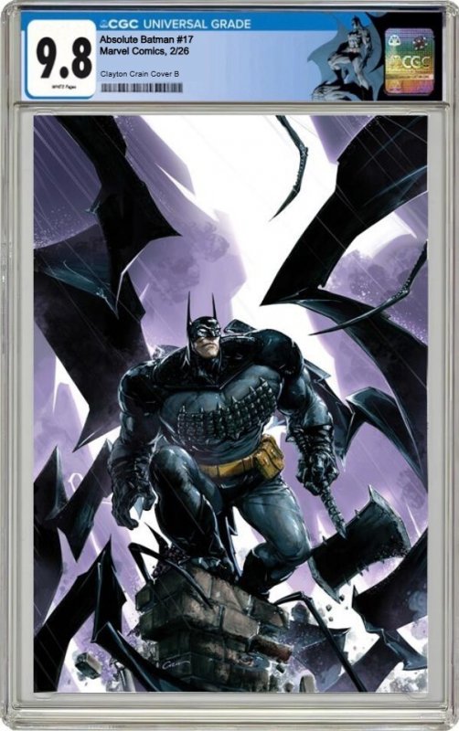 ABSOLUTE BATMAN 17 CGC 9.8 ? CVR B CLAYTON CRAIN CARDSTOCK VARIANT CUSTOM LABEL