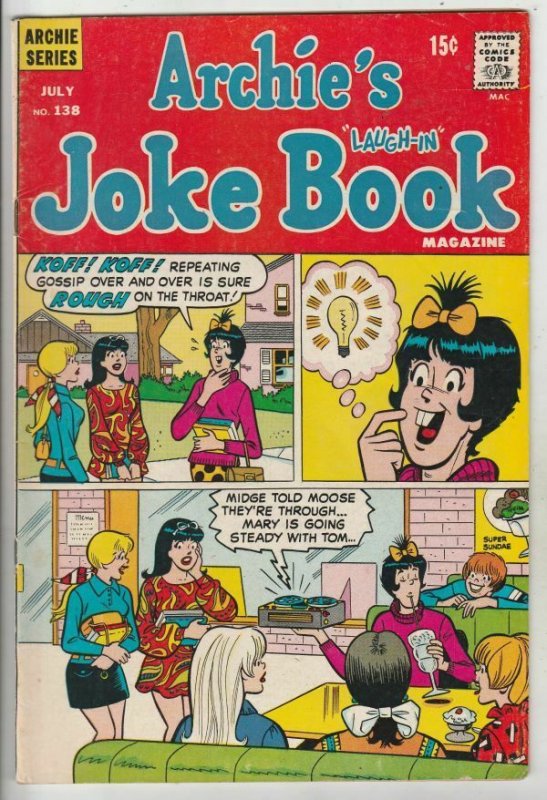 Archie's Joke Book # 138 Strict FN/VF+ Mid-High-Grade Betty, Veronica, Reggie