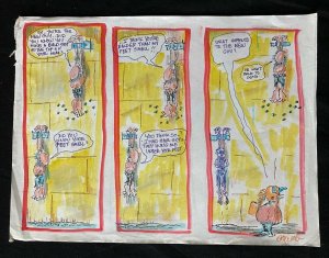 Duck Edwing Original color comic gag art - MAD Magazine