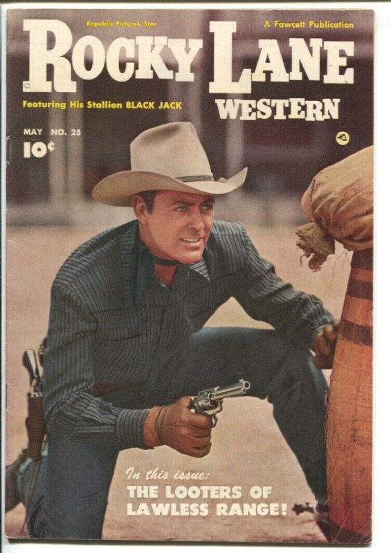 Rocky Lane Western #25 1951-Fawcett- B-Western movie star photo cover-FN 