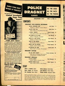 Police Dragnet Cases 12/1957-Tenn decapitation-bizare & spicy pulp crime-VG