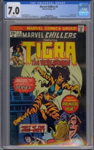 MARVEL CHILLERS #3 CGC 7.0 ORIGIN OF TIGRA WHITE PAGES 8005 