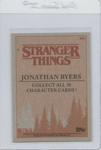 Stranger Things Jonathan Byers ST-9 Topps Netflix 2018 Season One trading card