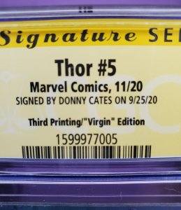 THOR #5 CGC 9.8 Donny Cates Signature Series Nic Klein 3rd Print Virgin Variant