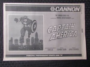 1987 CAPTAIN AMERICA Cannon Films 15.5x11 Print Ad N+ 6.5 John Romita Stan Lee