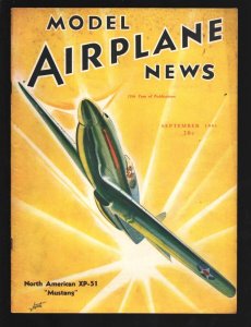 Model Airplane News 9/1941-North American XP-51 Mustang pulp cover-Aviation s...