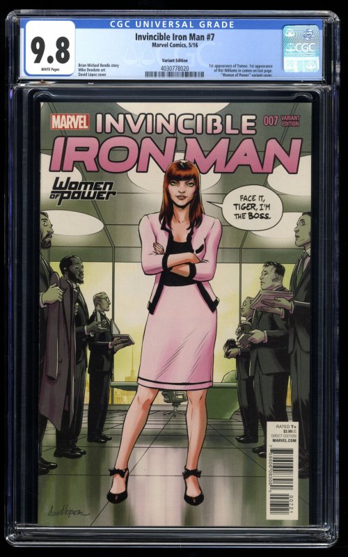 Invincible Iron Man #7 CGC NM/M 9.8 Women of Power Variant