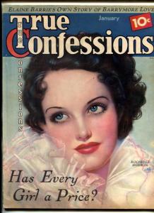 True Confessions Magazine January 1936-Barrymore- Rochelle Hudson