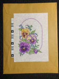 HAPPY BIRTHDAY Purple & Yellow Flowers 5.5x8 Greeting Card Art #B8937 w/ 1 Card