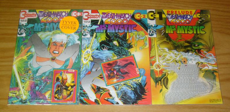 Ms. Mystic Deathwatch 2000 #1-3 VF/NM complete series in bags w/cards neal adams