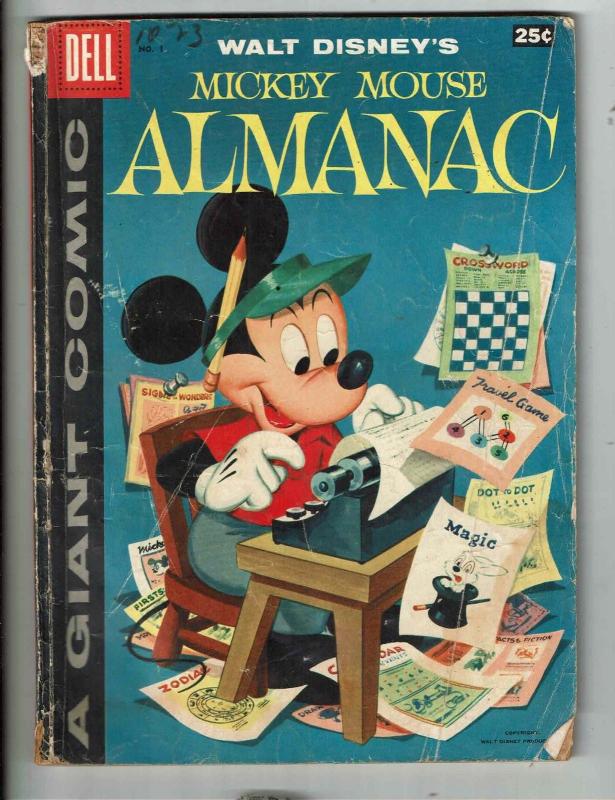 Mickey Mouse Almanac # 1 VG Dell Silver AGe Comic Book Walt Disney Giant JL1