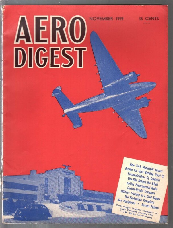 Aero Digest 11/1939-pre-WWII-aviation pix & info-125+ large historic pages-VG+