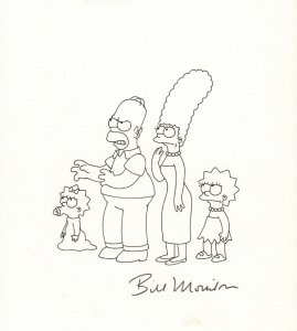 The Simpsons Publicity Magazine Spread Whole Family Signed art by Bill Morrison