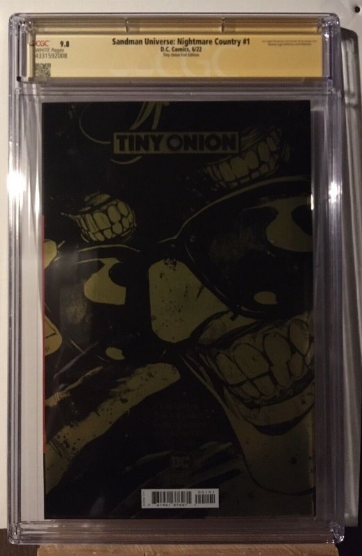 1STs! Sandman Universe: Nightmare Country #1 Tiny Onion Gold Foil CGC 9.8 SIGNED