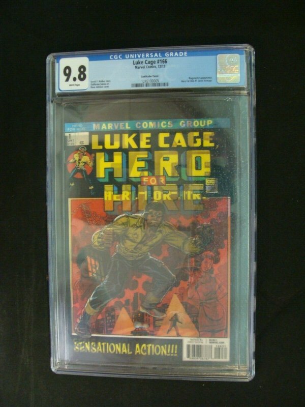 Luke Cage #166 Lenticular Cover Graded CGC 9.8 Marvel Hero for Hire #1 