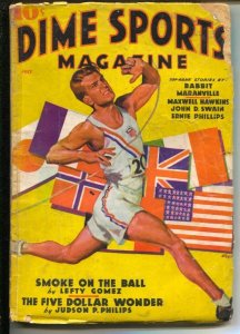Dime Sports 7/1936-Popular-American Flag-Olympics-track meet cover-Auto racin...
