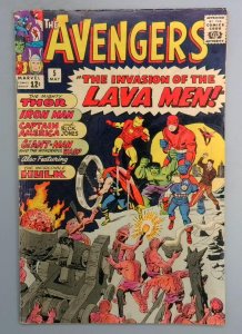 Avengers #5 VG 1st Lava Men, 2nd Captain America ? Marvel 1964