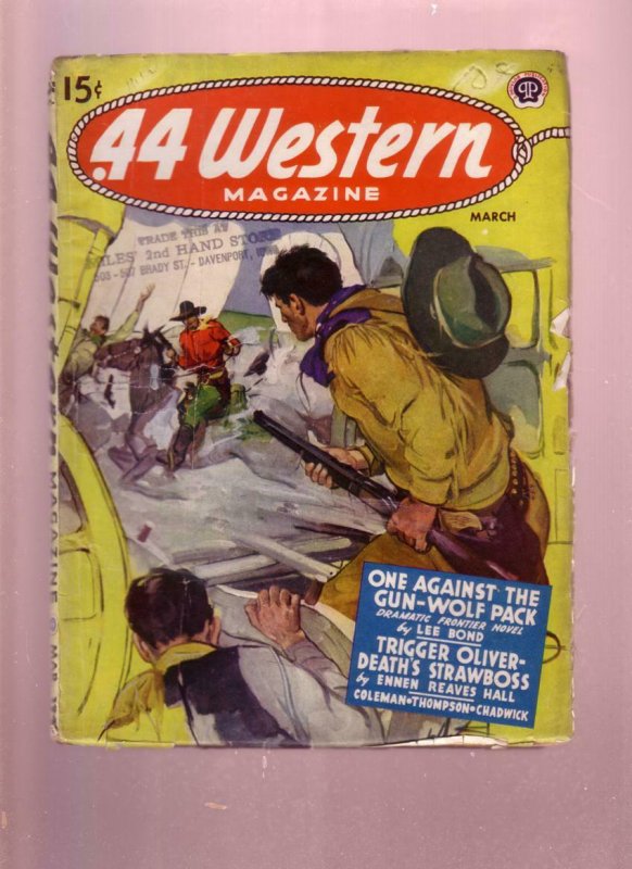 .44 WESTERN-MARCH 1945-GUNFIGHT COVER ON THIS COOL PULP VG