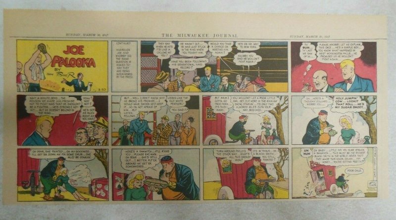 (18) Joe Palooka Sunday Pages by Ham Fisher 1947 Size: 7.5 x 15 inches