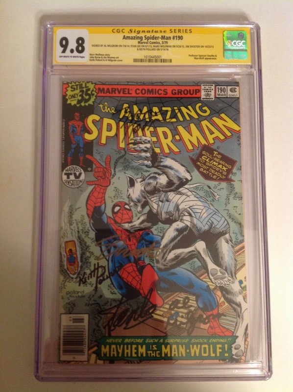 CGC 9.8 SS Amazing Spider-Man #190 signed Lee Pollard Wolfman Milgrom Shooter