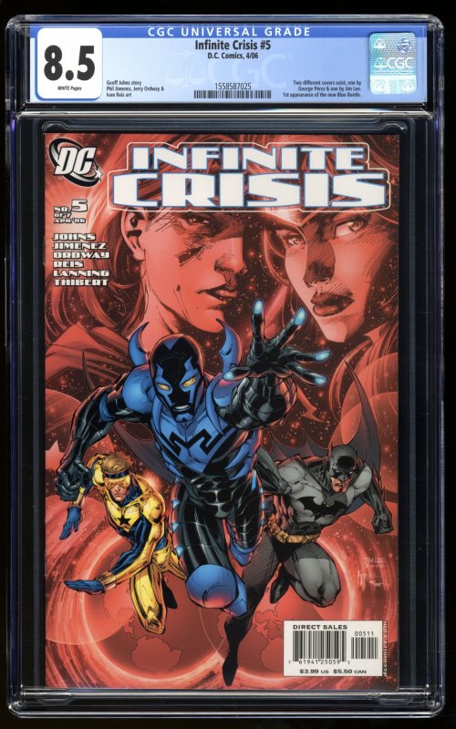 Infinite Crisis #5 CGC VF+ 8.5 White Pages 1st New Blue Beetle!