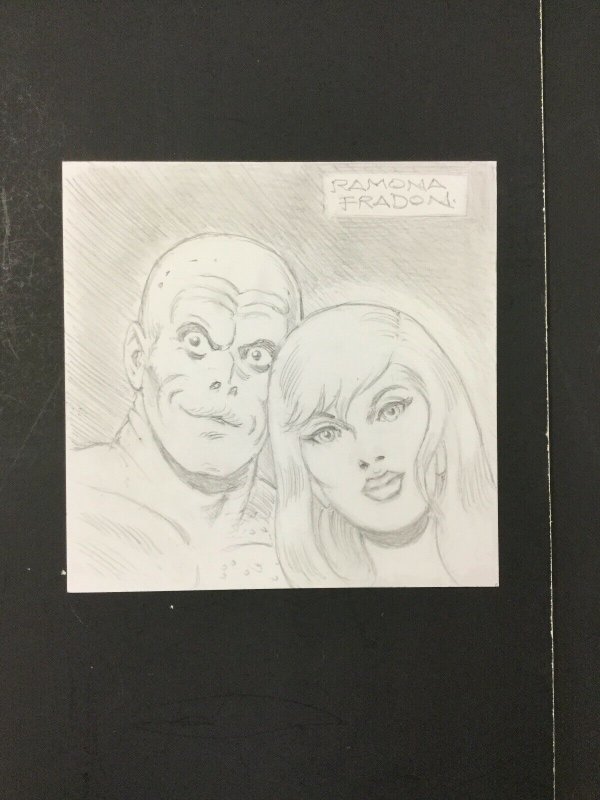 RAMONA FRADON METAMORPHO SKETCH, PENCIL IMAGE ON 6X6 CARD, COOL