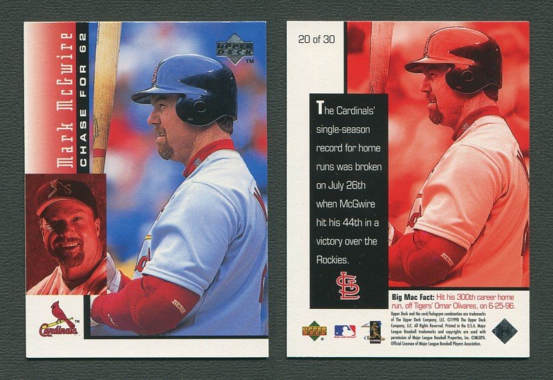 1998 Upperdeck Mark McGwire HR Commemorative Card / MINT