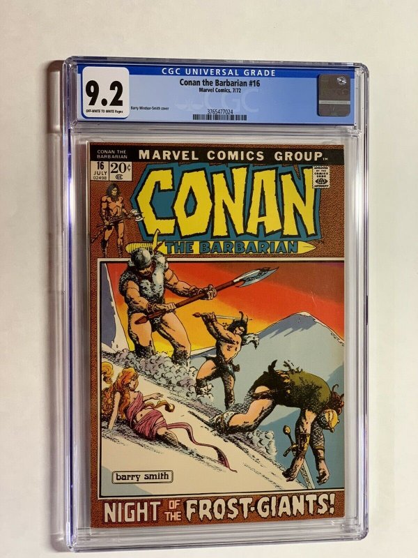 Conan the Barbarian 16 cgc 9.2 ow/w pages marvel bronze age