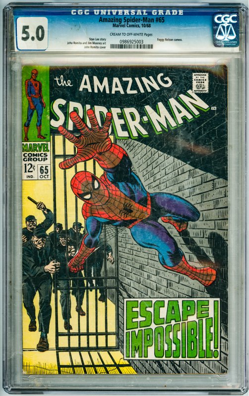 The Amazing Spider-Man #65 (1968) CGC 5.0! Cream to OW Pages!