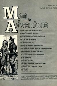 Men In Adventure Magazine January 1965- Red Newman- Le Mans- Cheesecake