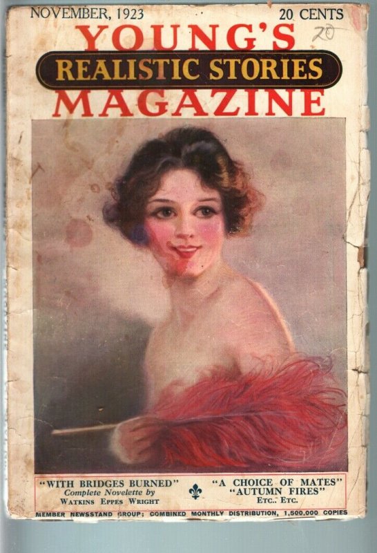 YOUNG'S REALISTIC STORIES MAGAZINE NOV 1923-RARE PULP G/VG