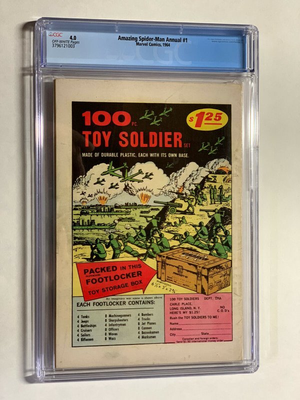 Amazing Spider-man Annual 1 CGC 4.0 ow pages marvel silver age 1st sinister six