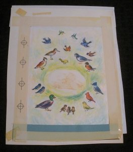 EASTER Birds & Ducs w/ Giant Blue Egg 7x9 Greeting Card Art #2447