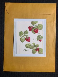 THANK YOU NOTE Strawberries on the Vine 6x7 Greeting Card Art #T6037