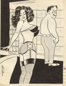 Super Sexy Lingerie Brunette - Humorama 1958 art by Billingsley