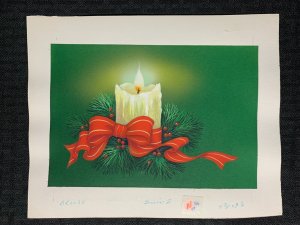 CHRISTMAS White Candle Red Ribbon Bow 9x7.5 Greeting Card Art #X0030 w/ 7 Cards