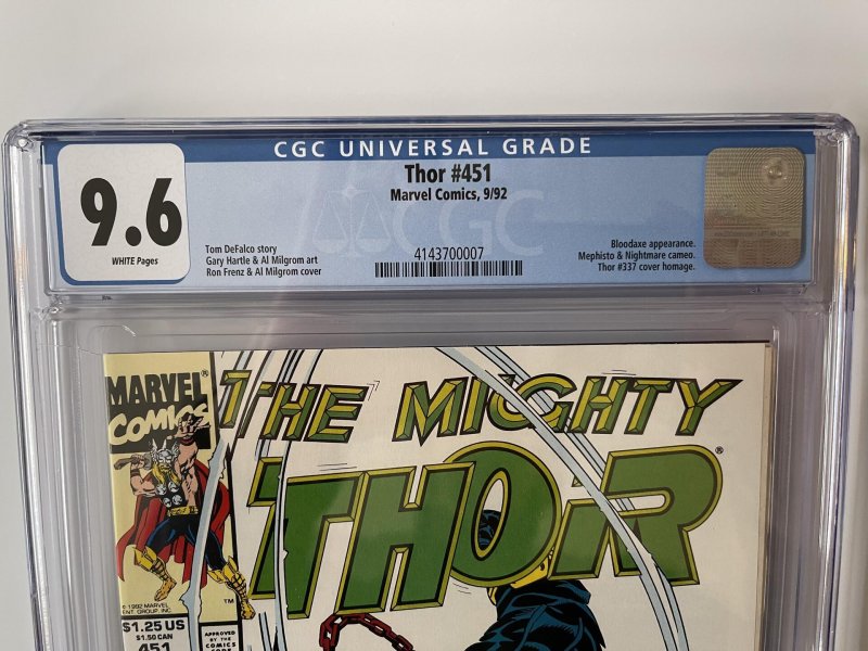 Mighty Thor 451 CGC 9.6 -  Bloodaxe APPEARANCE (1992)
