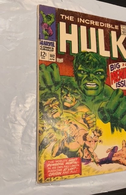 The Incredible Hulk #102 (1968) returns to ongoing solo see desctipt
