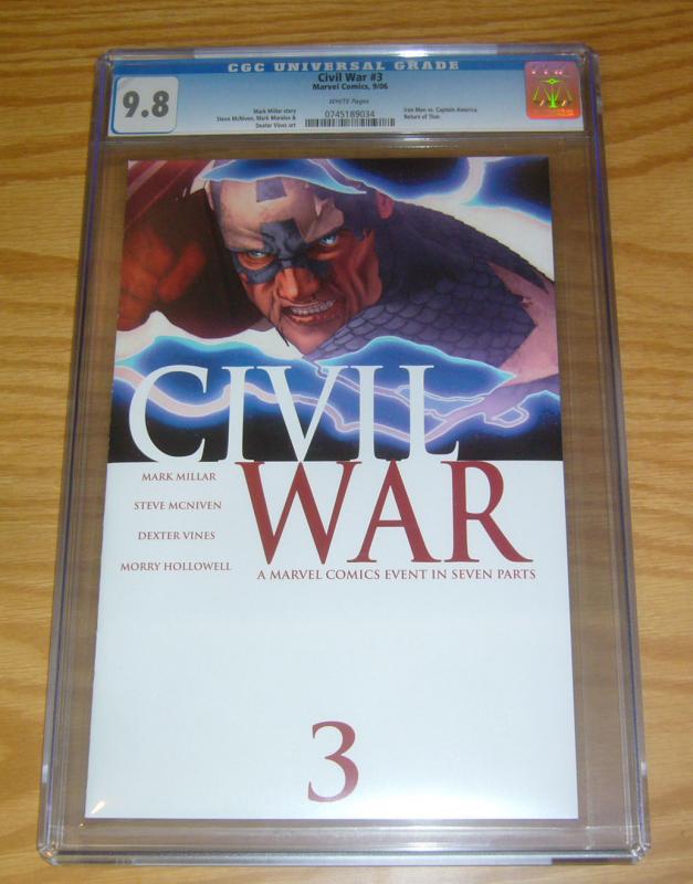 Civil War #3 CGC 9.8 mark millar - 1st ragnarok - w/dynamic forces COA avengers