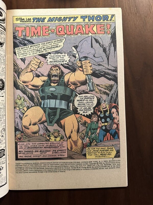 Thor #239 FN+ 1st Team Appearance Heliopians (Marvel 1975)