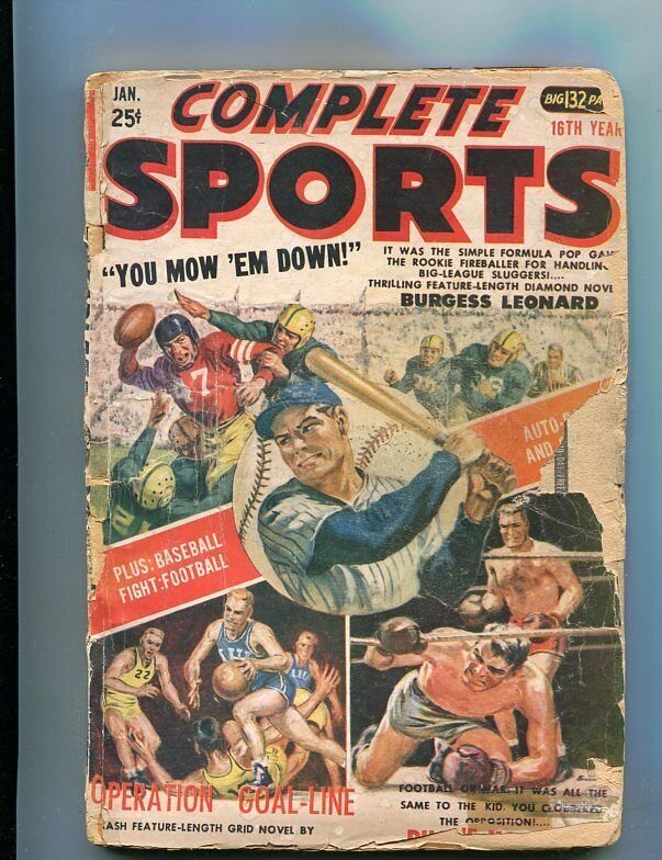 COMPLETE SPORTS PULP-JAN-1953-BASEBALL-NORMAN SAUNDERS! FR