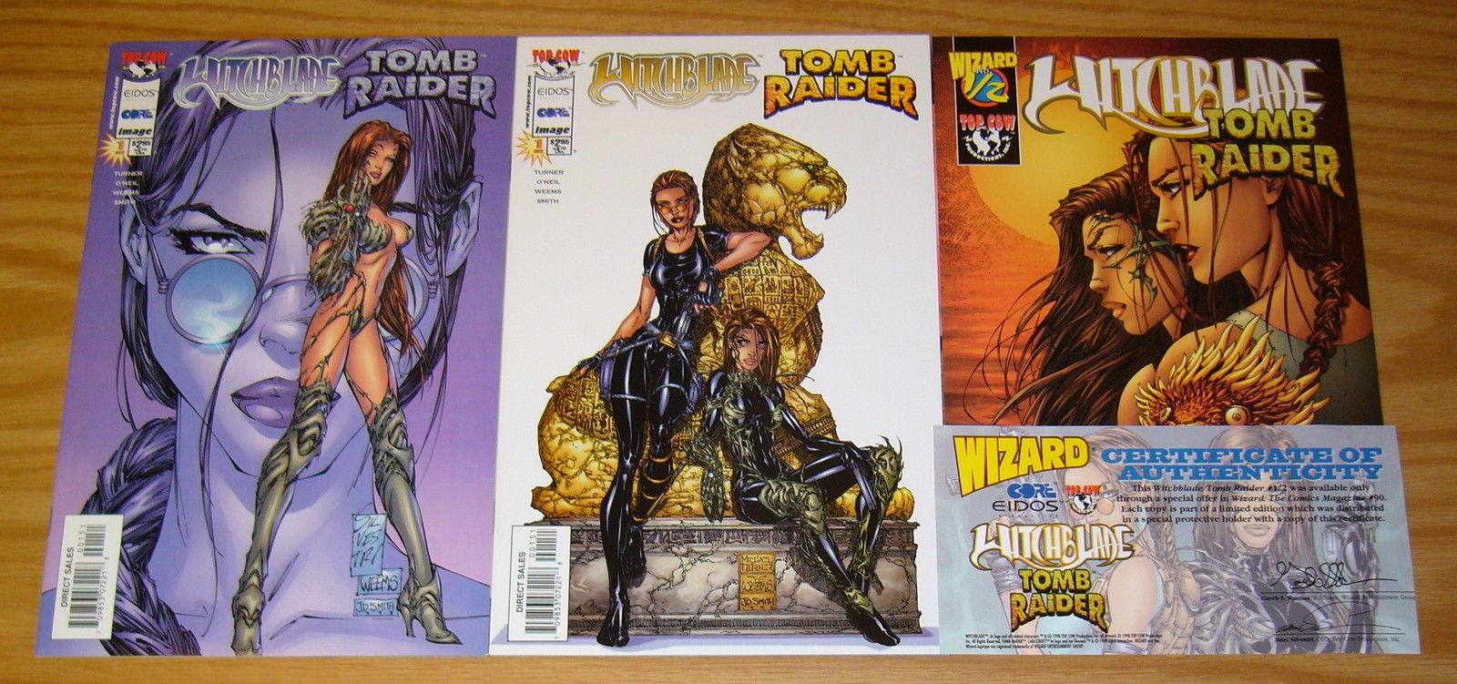 Tomb Raider Witchblade 1A 1997 Turner Variant FN Stock Image