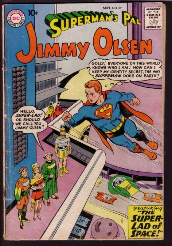 SUPERMAN'S PAL JIMMY OLSEN #39 1959-SUPERLAD OF SPACE- G